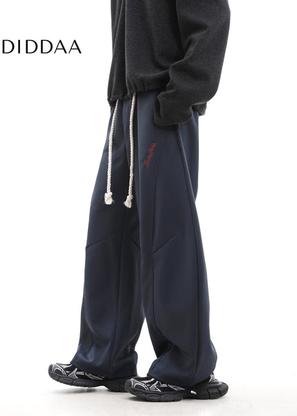 Gray Heavy Loose Scimitar Wide-Leg Pants for Men and Women - Unisex Sweatpants