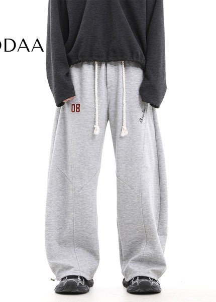 Gray Heavy Loose Scimitar Wide-Leg Pants for Men and Women - Unisex Sweatpants