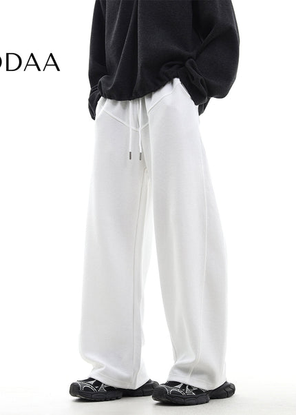 Gray Loose Fit Casual Wide-Leg Trousers for All - M / White - Unisex Sweatpants