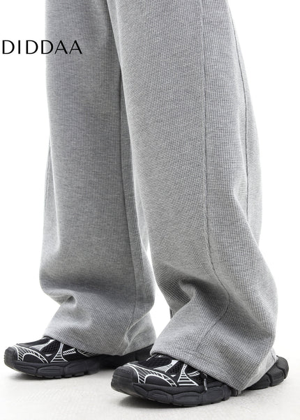 Gray Loose Fit Casual Wide-Leg Trousers for All - Unisex Sweatpants