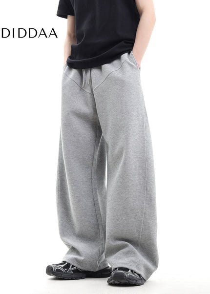 Gray Loose Fit Casual Wide-Leg Trousers for All - Unisex Sweatpants