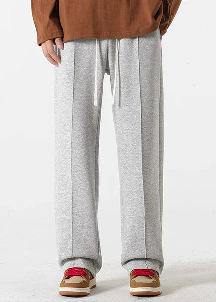 Gray Loose Fit Fleece Sweatpants for Men Full Length - Grey / M - Unisex Sweatpants