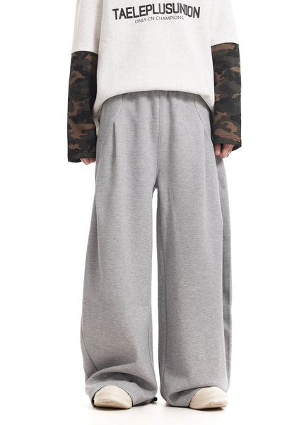 Gray Loose Fit Pleated Casual Sweatpants Men - Unisex Sweatpants