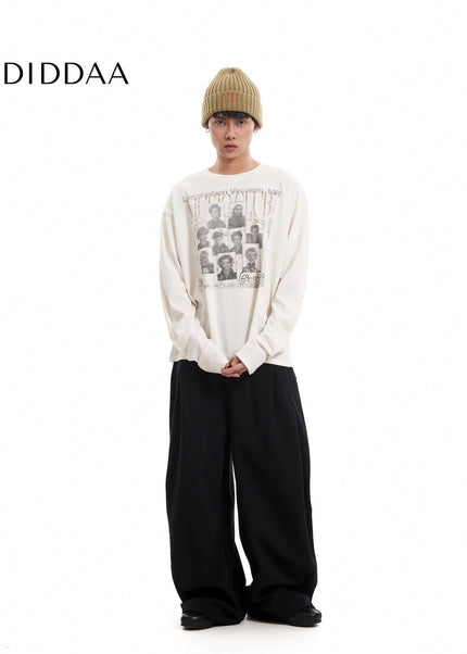 Gray Loose Fit Pleated Casual Sweatpants Men - Unisex Sweatpants