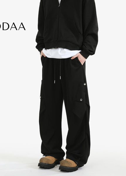 Gray Loose Fit Retro Cargo Sweatpants for Men and Women - S / Black - Unisex Sweatpants