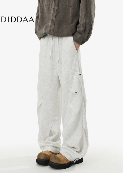 Gray Loose Fit Retro Cargo Sweatpants for Men and Women - Unisex Sweatpants