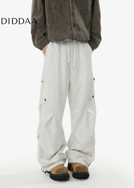 Gray Loose Fit Retro Cargo Sweatpants for Men and Women - Unisex Sweatpants