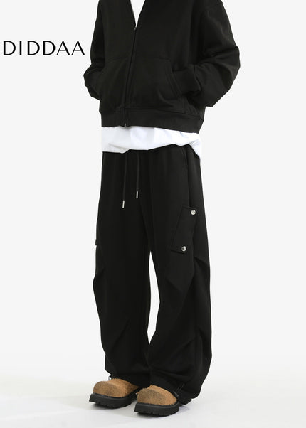 Gray Loose Fit Retro Cargo Sweatpants for Men and Women - Unisex Sweatpants