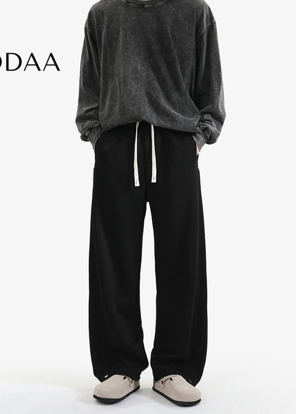 Gray Loose Fit Retro Sweatpants for Men and Women - M / Black - Unisex Sweatpants