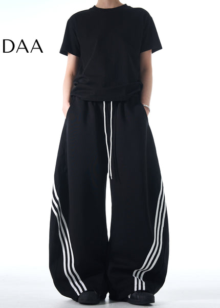 Gray Loose Fit Striped Casual Sweatpants for All - S / Black - Unisex Sweatpants