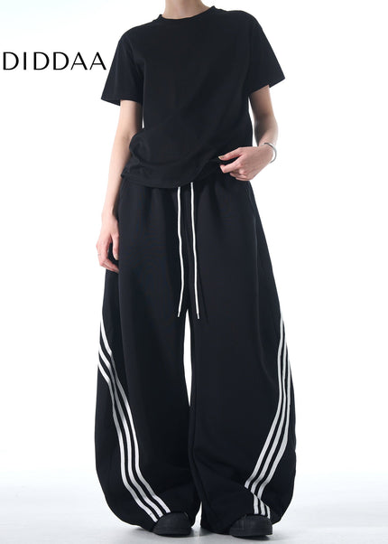 Gray Loose Fit Striped Casual Sweatpants for All - Unisex Sweatpants