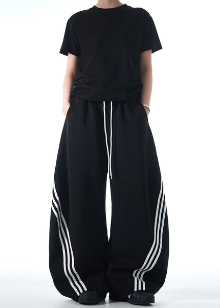 Gray Loose Fit Striped Casual Sweatpants for All - Unisex Sweatpants