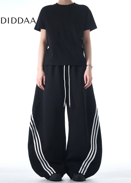 Gray Loose Fit Striped Casual Sweatpants for All - Unisex Sweatpants