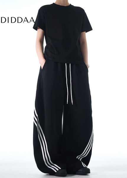 Gray Loose Fit Striped Casual Sweatpants for All - Unisex Sweatpants