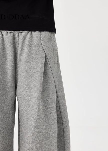 Gray Loose Fit Wide-Leg Scimitar Sweatpants - Unisex Sweatpants