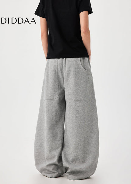 Gray Loose Fit Wide-Leg Scimitar Sweatpants - Unisex Sweatpants