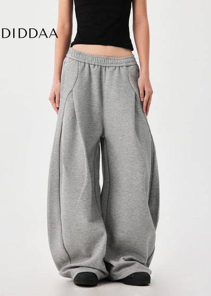 Gray Loose Fit Wide-Leg Scimitar Sweatpants - Unisex Sweatpants