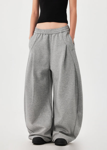 Gray Loose Fit Wide-Leg Scimitar Sweatpants - Unisex Sweatpants