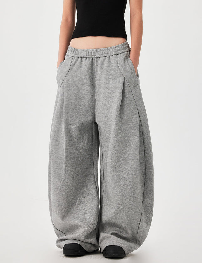 Gray Loose Fit Wide-Leg Scimitar Sweatpants - Unisex Sweatpants
