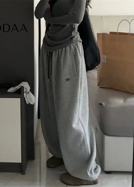 Gray Oversize Loose Fit Sweatpants Women Harajuku Style - Unisex Sweatpants