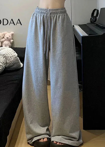 Gray Oversized Elastic Waist Sweatpants for Women - Unisex Sweatpants