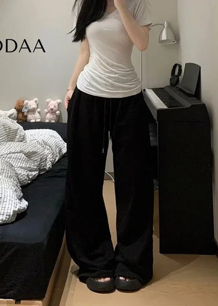 Gray Oversized Elastic Waist Sweatpants for Women - Unisex Sweatpants