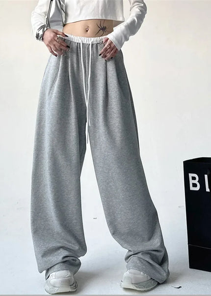 Gray Oversized High Waist Loose Wide Leg Sweatpants - Unisex Sweatpants