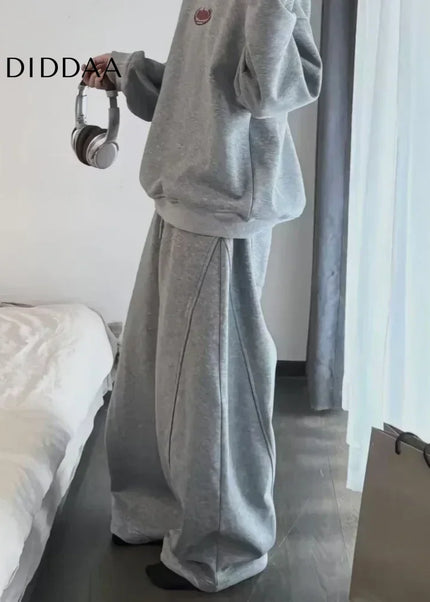 Gray Thick Vintage Baggy Sweatpants for Women - Unisex Sweatpants