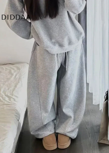 Gray Thick Vintage Baggy Sweatpants for Women - Unisex Sweatpants