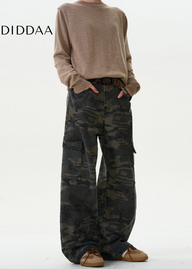 Green Distressed Loose Fit Cargo Pants Men - Men’s Jeans