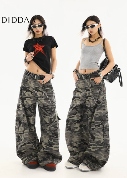 Green High-Waisted Loose Cargo Pants for Women - Women’s Jeans