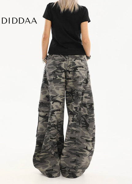 Green High-Waisted Loose Cargo Pants for Women - Women’s Jeans