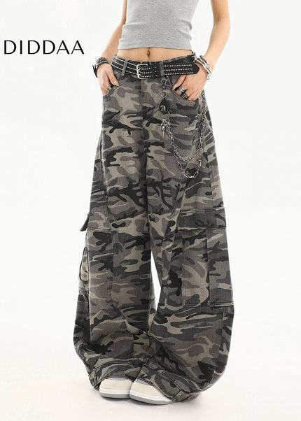 Green High-Waisted Loose Cargo Pants for Women - Women’s Jeans