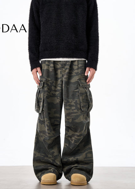 Green Loose Fit Camouflage Cargo Pants for Men and Women - S / Camouflage - Unisex Sweatpants