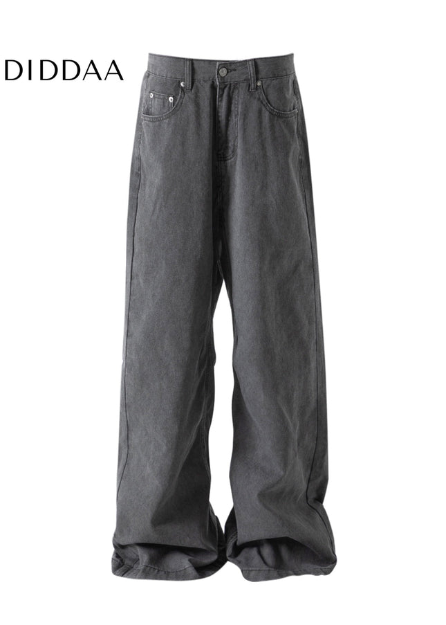 Grey Distressed Straight Jeans Men’s Casual Bootcut Pants - Men’s Jeans