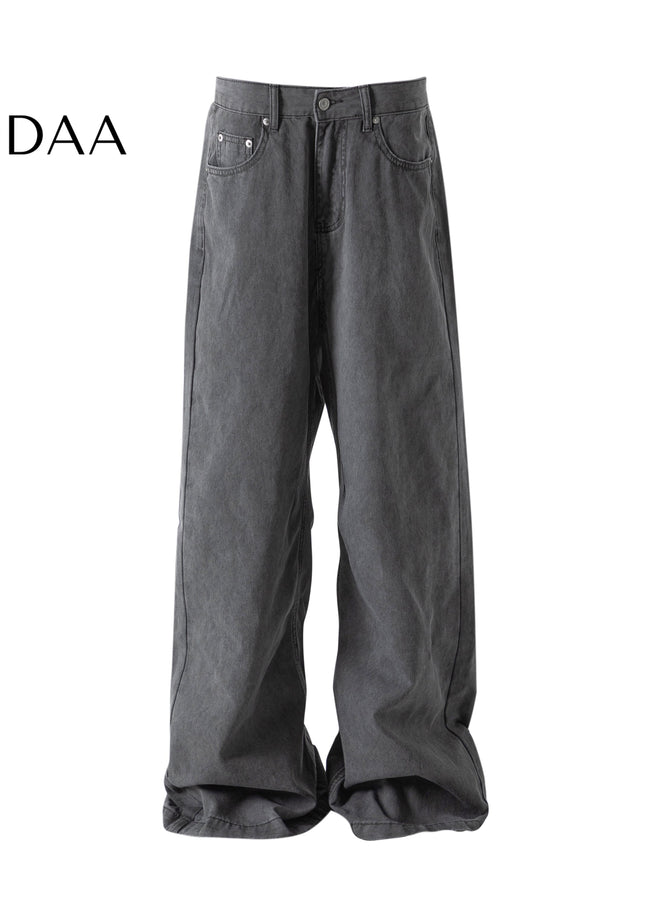 Grey Distressed Straight Jeans Men’s Casual Bootcut Pants - S / Vintage Blue - Men’s Jeans