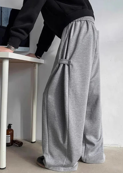 Grey Heavy-Structured Casual Sweatpants for Men - Unisex Sweatpants