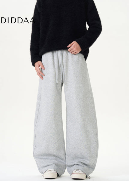 Grey Loose Fit Fleece Commuter Sweatpants Unisex - Unisex Sweatpants