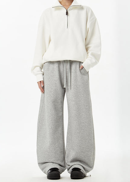 Grey Loose Fit Fleece Sweatpants for Couples - Unisex Sweatpants