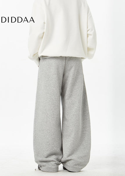 Grey Loose Fit Fleece Sweatpants for Couples - Unisex Sweatpants