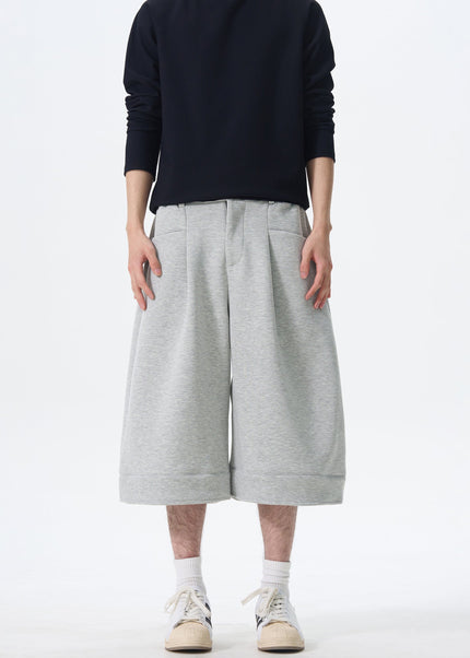 Grey Loose Fit KISKO American Retro Casual Drape Shorts - S / Grey - Unisex Sweatpants