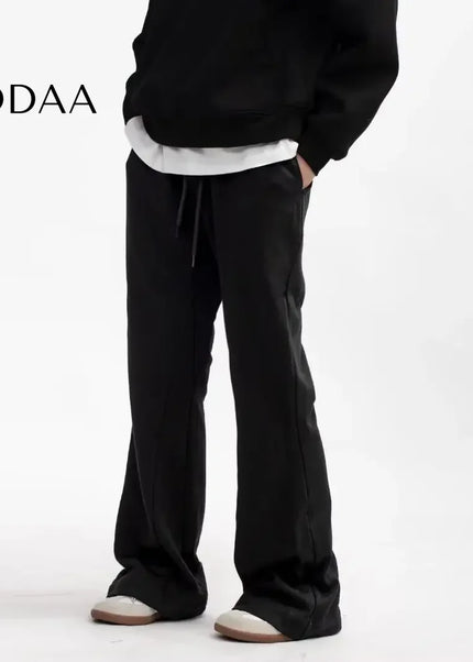 Grey Loose Fit Micro Flared Men’s Pants for Autumn/Winter - Unisex Sweatpants