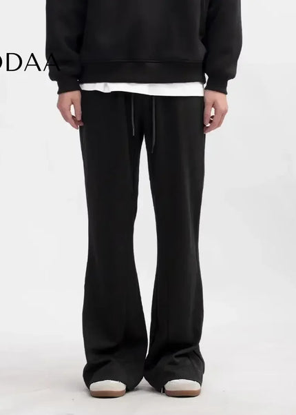 Grey Loose Fit Micro Flared Men’s Pants for Autumn/Winter - Unisex Sweatpants