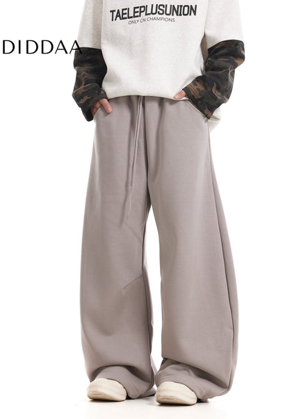 Grey Loose Fit Pleated Fleece Sweatpants Slacks - Unisex Sweatpants