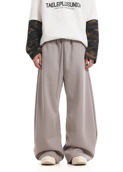 Grey Loose Fit Pleated Fleece Sweatpants Slacks - Unisex Sweatpants