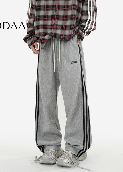 Grey Loose Fit Striped Sweatpants for Men - M / Grey - Unisex Sweatpants