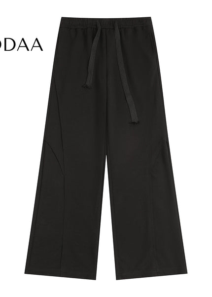 Grey Loose Fit Trendy Street American Drawstring Sweatpants - S / Black - Unisex Sweatpants