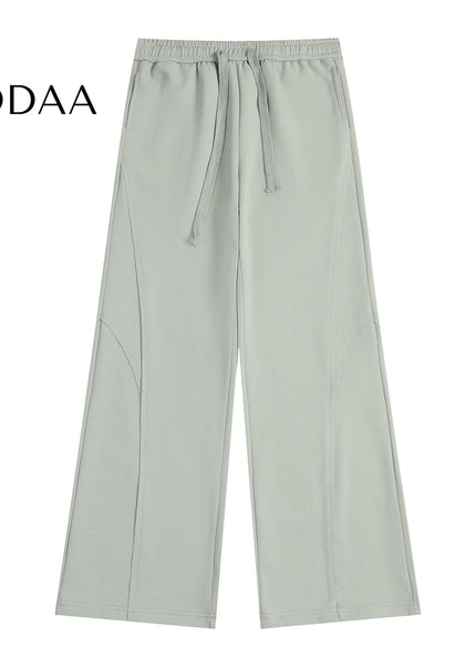 Grey Loose Fit Trendy Street American Drawstring Sweatpants - S / Blue - Unisex Sweatpants