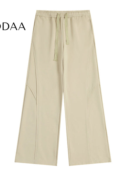 Grey Loose Fit Trendy Street American Drawstring Sweatpants - S / Khaki - Unisex Sweatpants