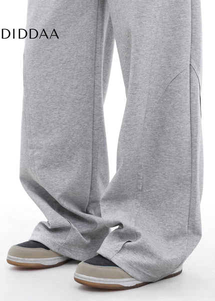 Grey Loose Fit Trendy Street American Drawstring Sweatpants - Unisex Sweatpants